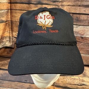 Vintage Otto D&J Gin Lockney Texas Cotton Rope Hat Snapback Cap Black Trucker